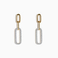 Modern and elegant, the DOro 14K Yellow Gold Diamond Paperclip Earrings feature two elongated oval links—the top in plain gold, the bottom encrusted with 0.29 TCW sparkling diamonds—for a contemporary twist on classic style.