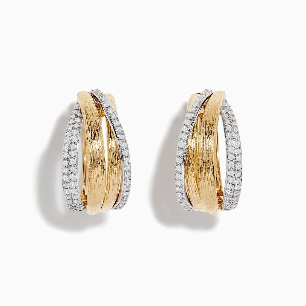 Effy Duo 14K Two-Tone Gold Diamond Hoop Earrings