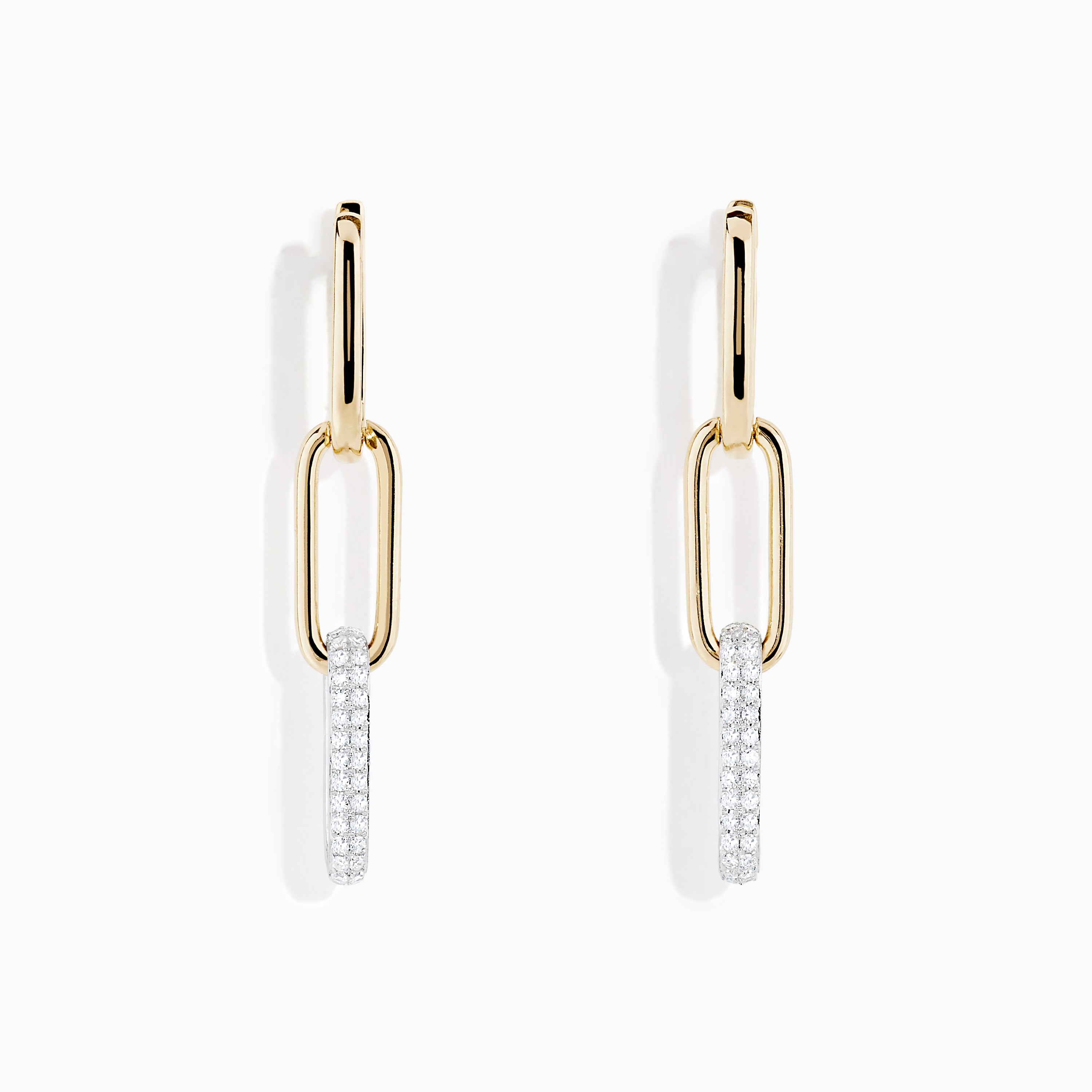 Effy Duo 14K Two Tone Gold Diamond Drop Earrings