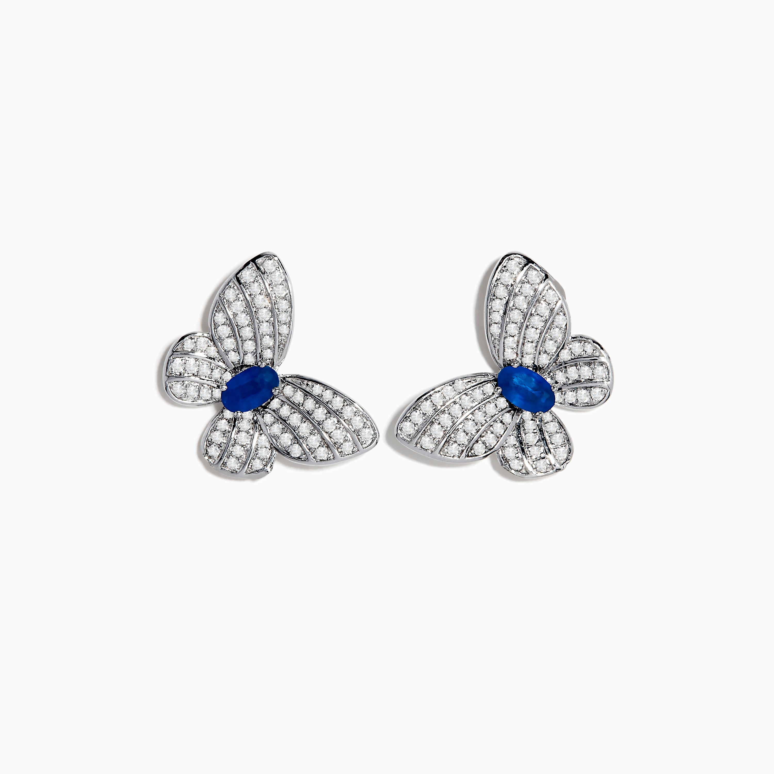 Effy Nature 14K White Gold Sapphire and Diamond Butterfly Earrings