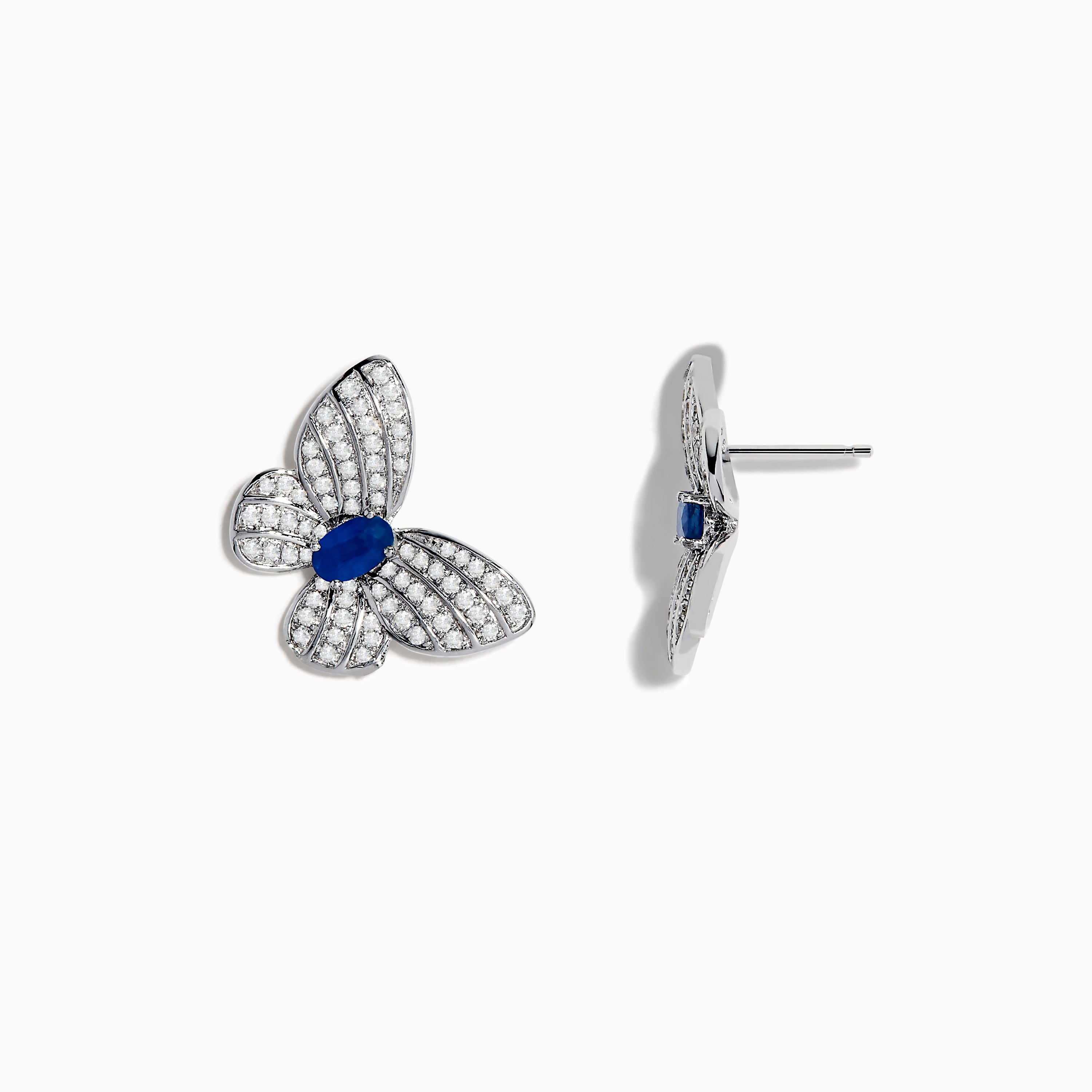 Effy Nature 14K White Gold Sapphire and Diamond Butterfly Earrings