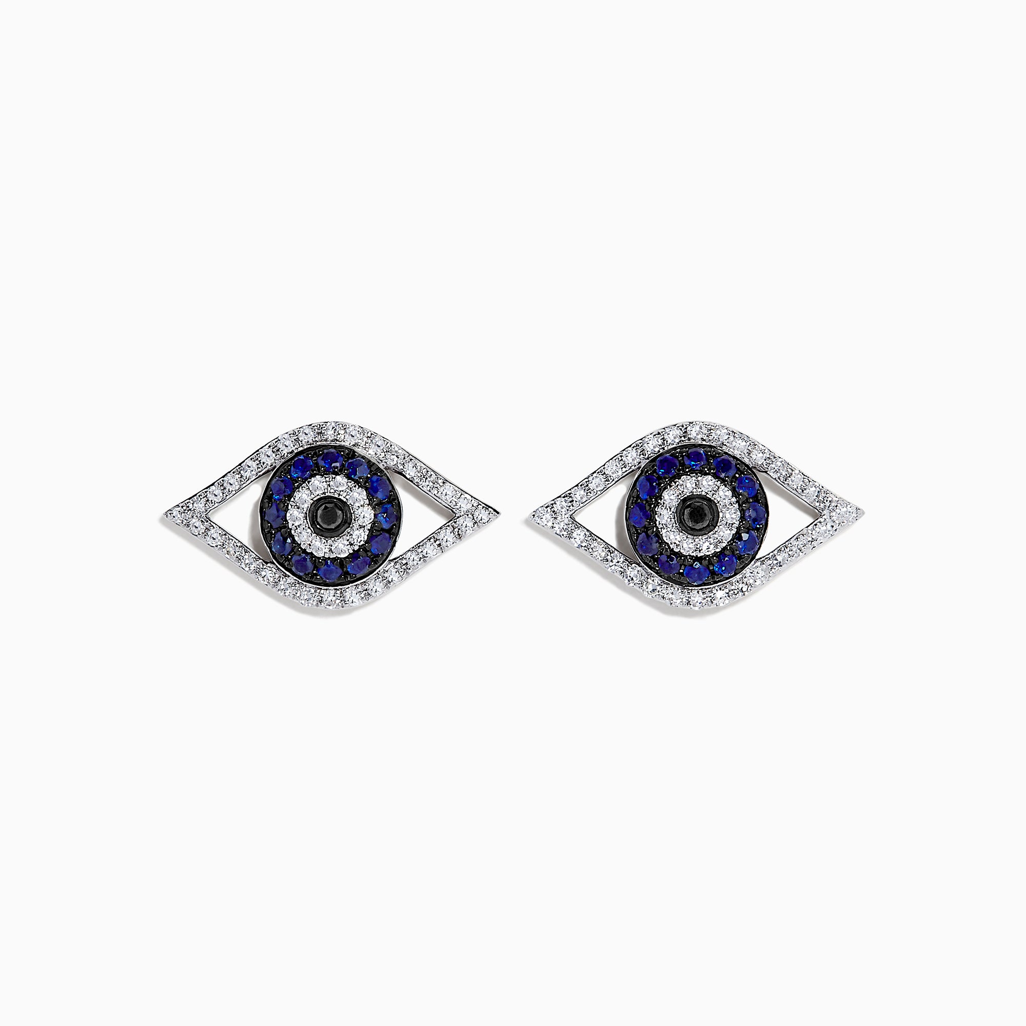 Effy Novelty 14K White Gold Sapphire & Diamond Evil Eye Earrings, 0.57 TCW