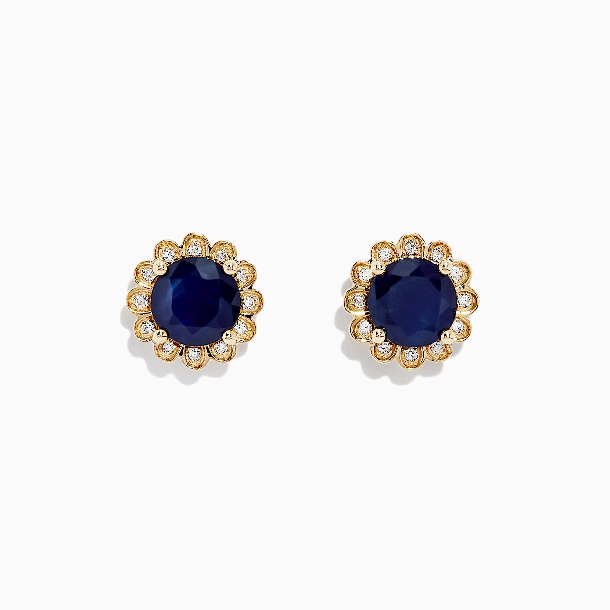 Effy Royale Bleu 14K Yellow Gold Sapphire and Diamond Earrings, 2.09 TCW