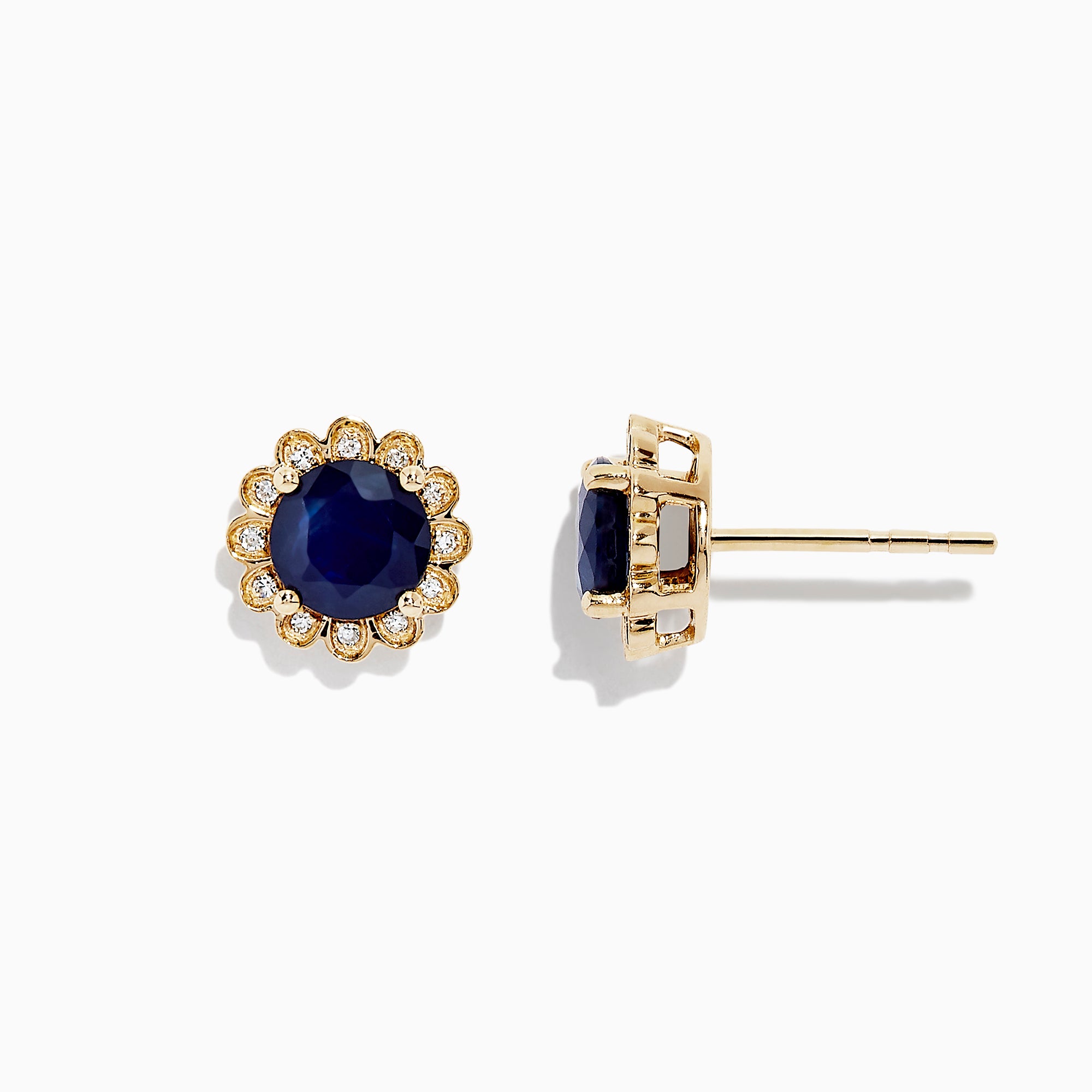 Effy Royale Bleu 14K Yellow Gold Sapphire and Diamond Earrings, 2.09 TCW