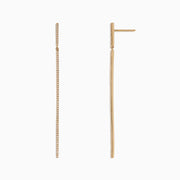 The DOro 14K Yellow Gold Diamond Vertical Drop Earrings feature a minimalist, elegant design with a single row of sparkling diamonds totaling 0.35 TCW, shown against a white background.