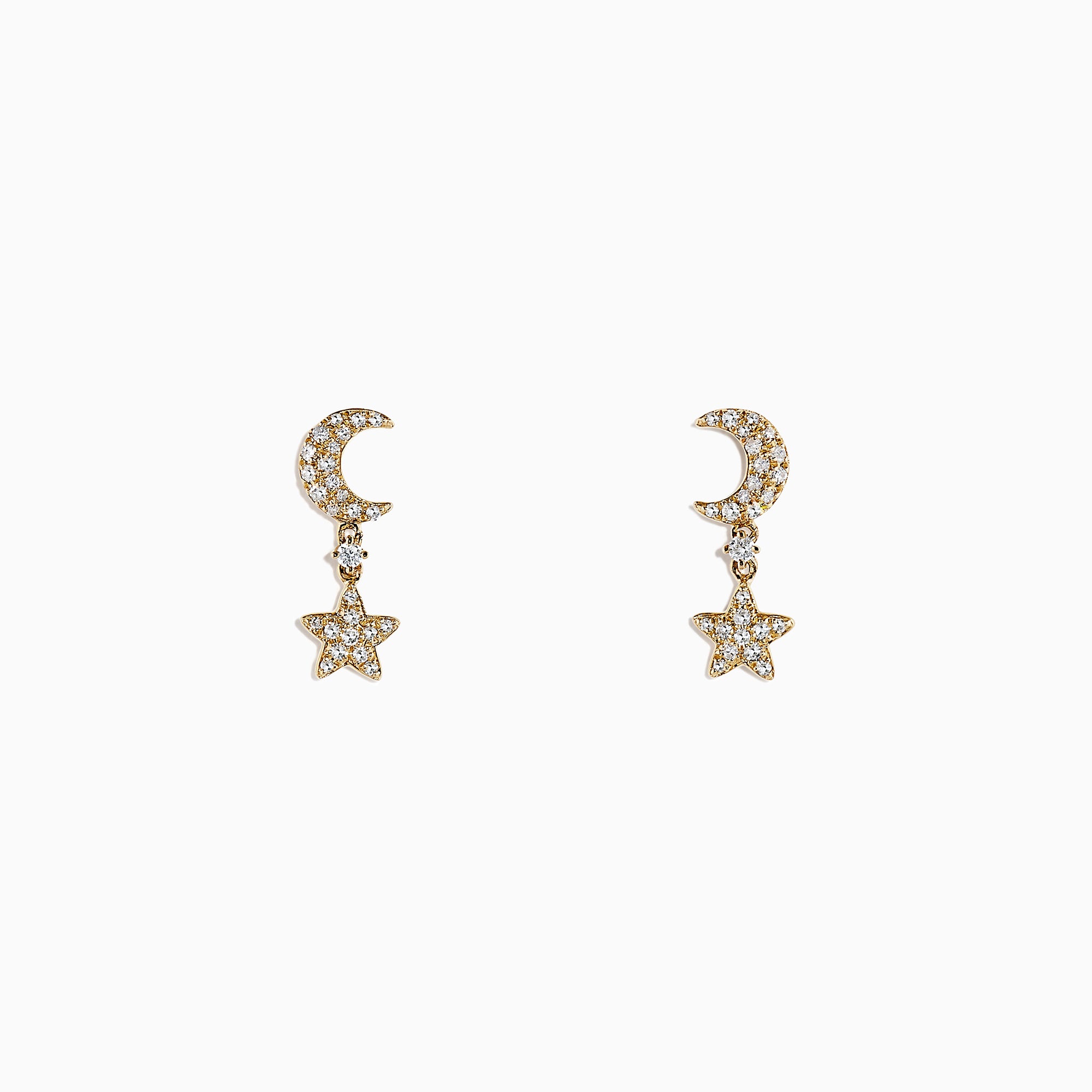 Effy Novelty 14K Yellow Gold Moon and Star Earrings, 0.23 TCW