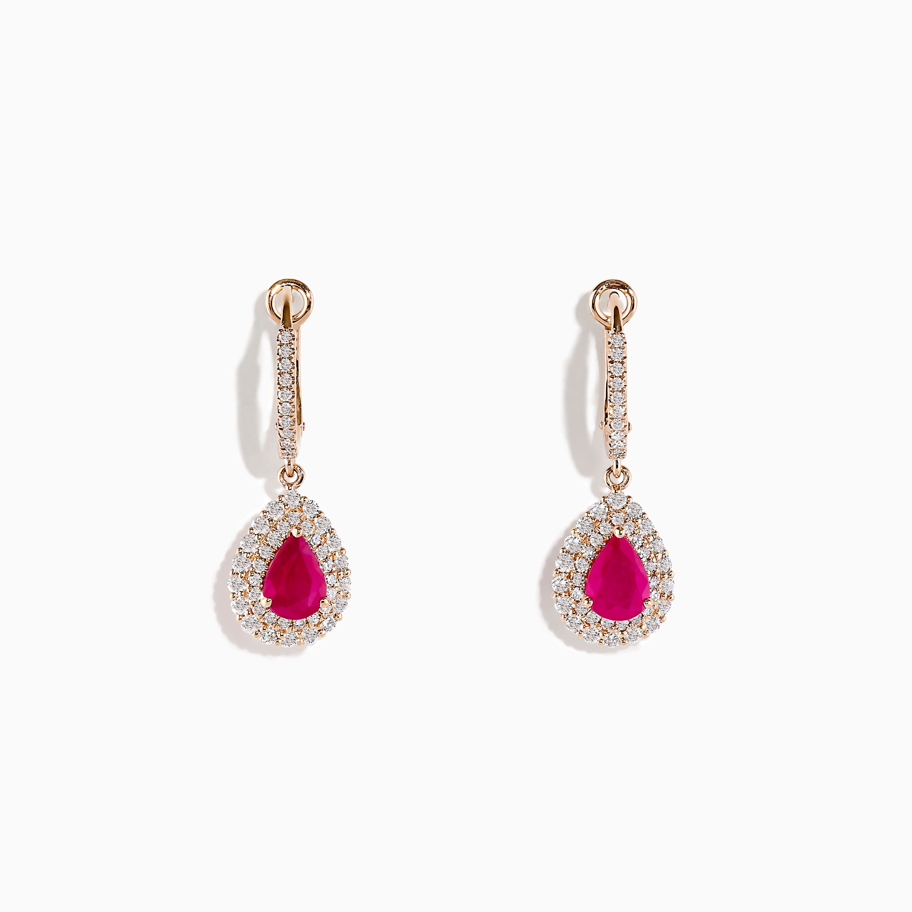 Effy 14K Rose Gold Ruby and Diamond Earrings
