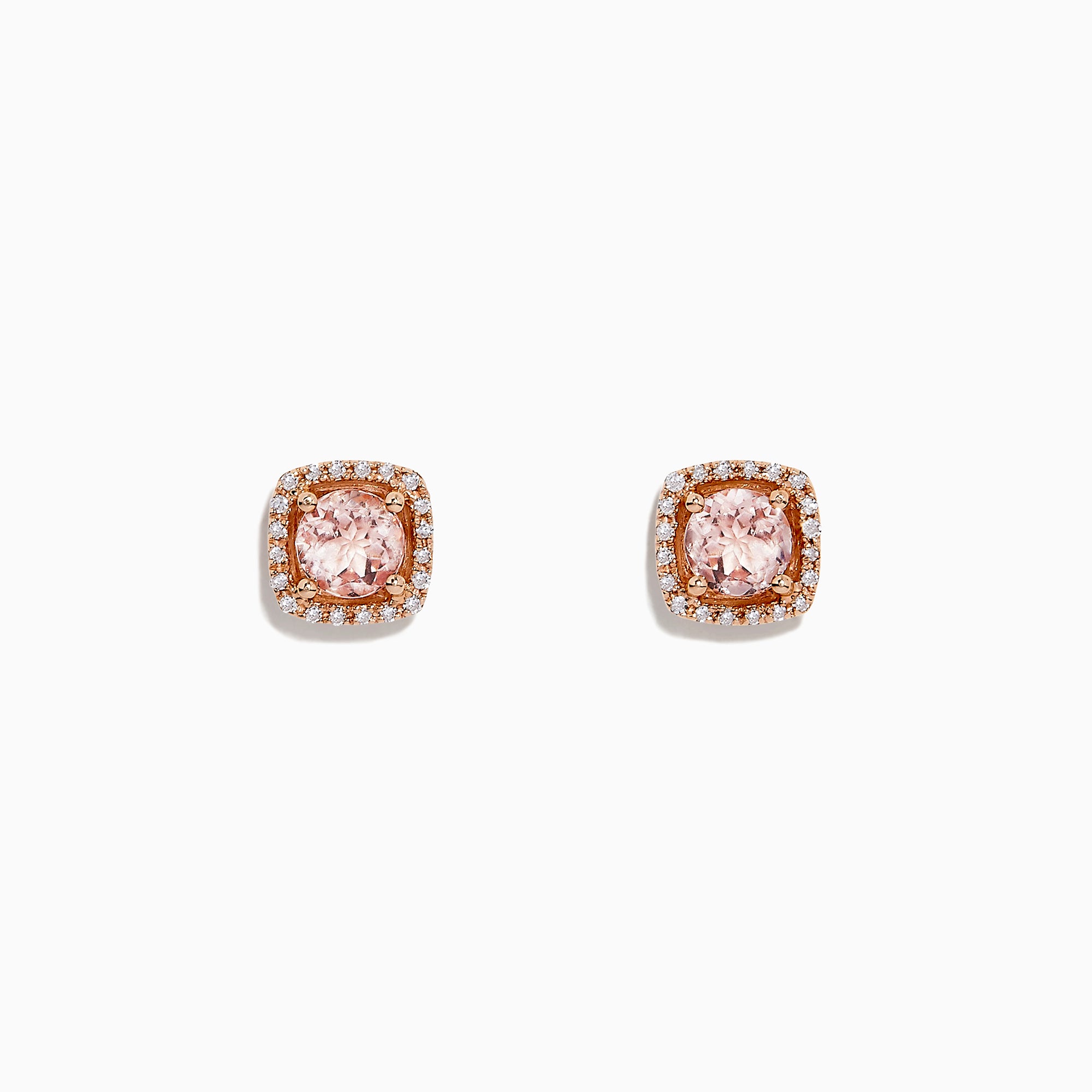 Effy Blush 14K Rose Gold Morganite and Diamond Stud Earrings, 1.12 TCW