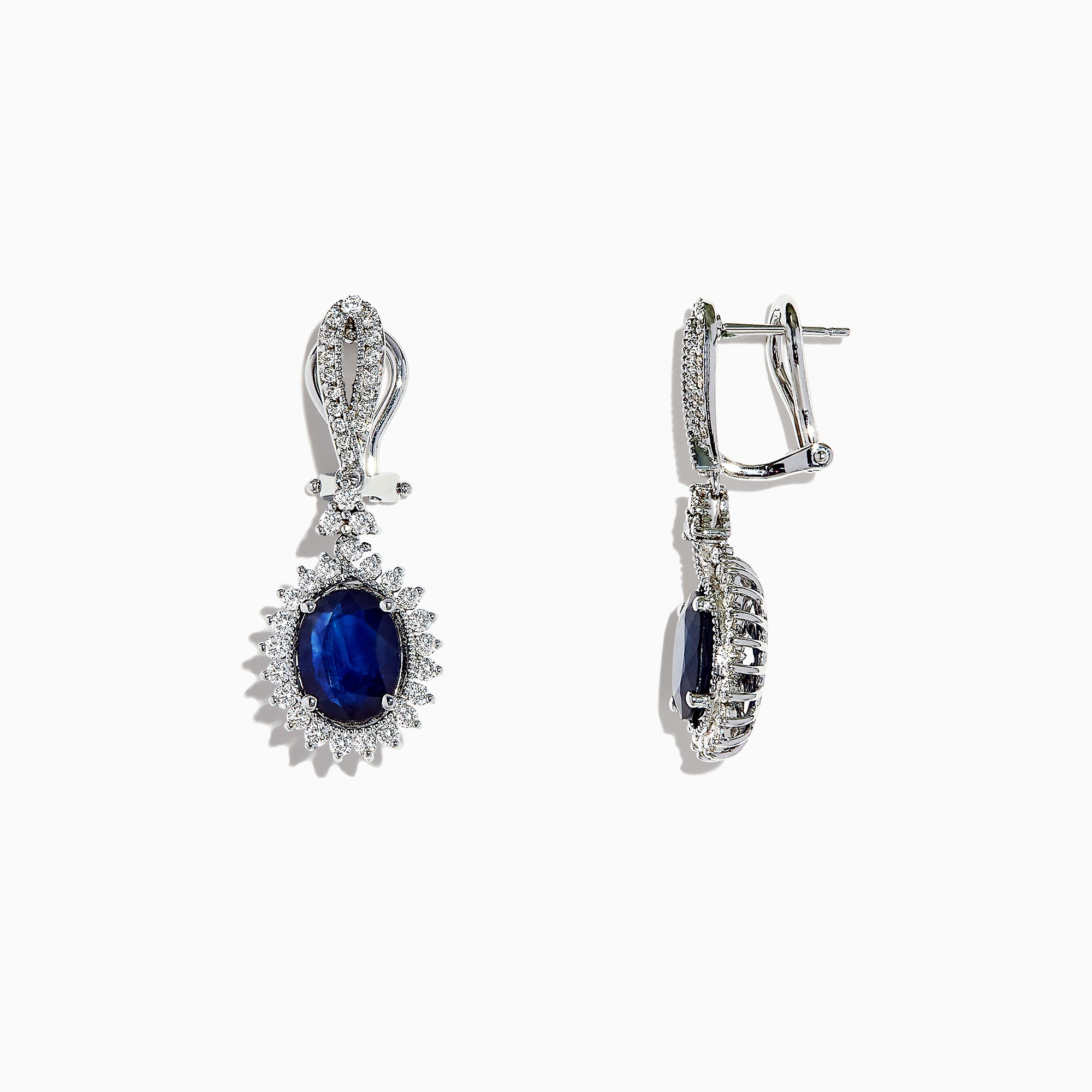 Effy 14K White Gold Blue Sapphire & Diamond Drop Earrings, 3.90 TCW
