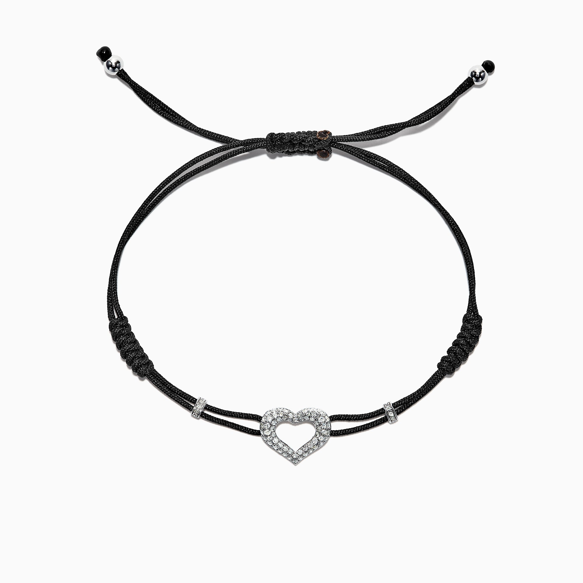 Effy 14K White Gold Diamond Heart String Bracelet, 0.33 TCW