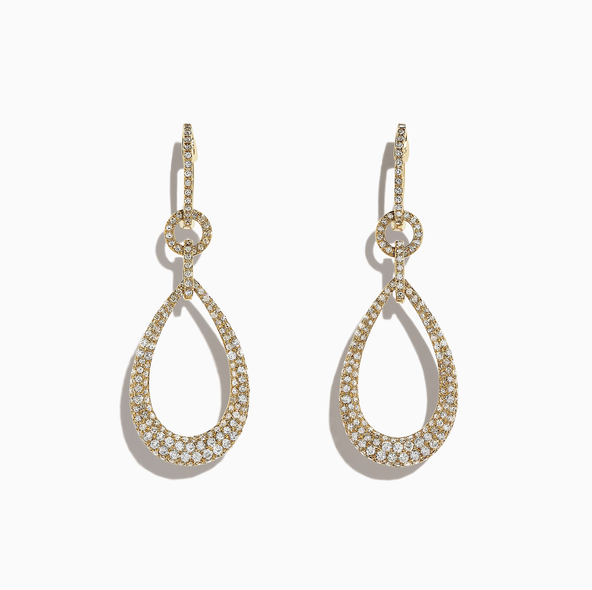 14K Yellow Gold Diamond Drop Earrings, TCW