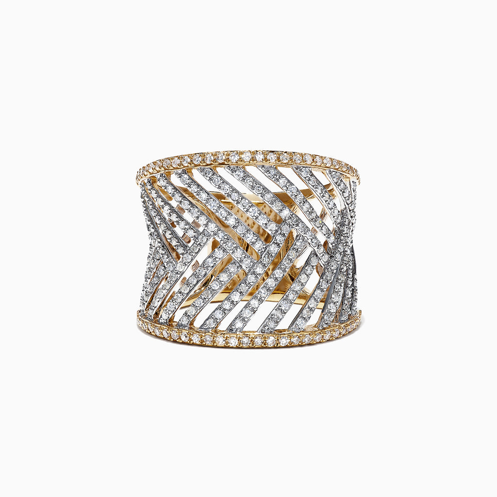 Effy 14K Two Tone Gold Diamond Ring, 0.97 TCW