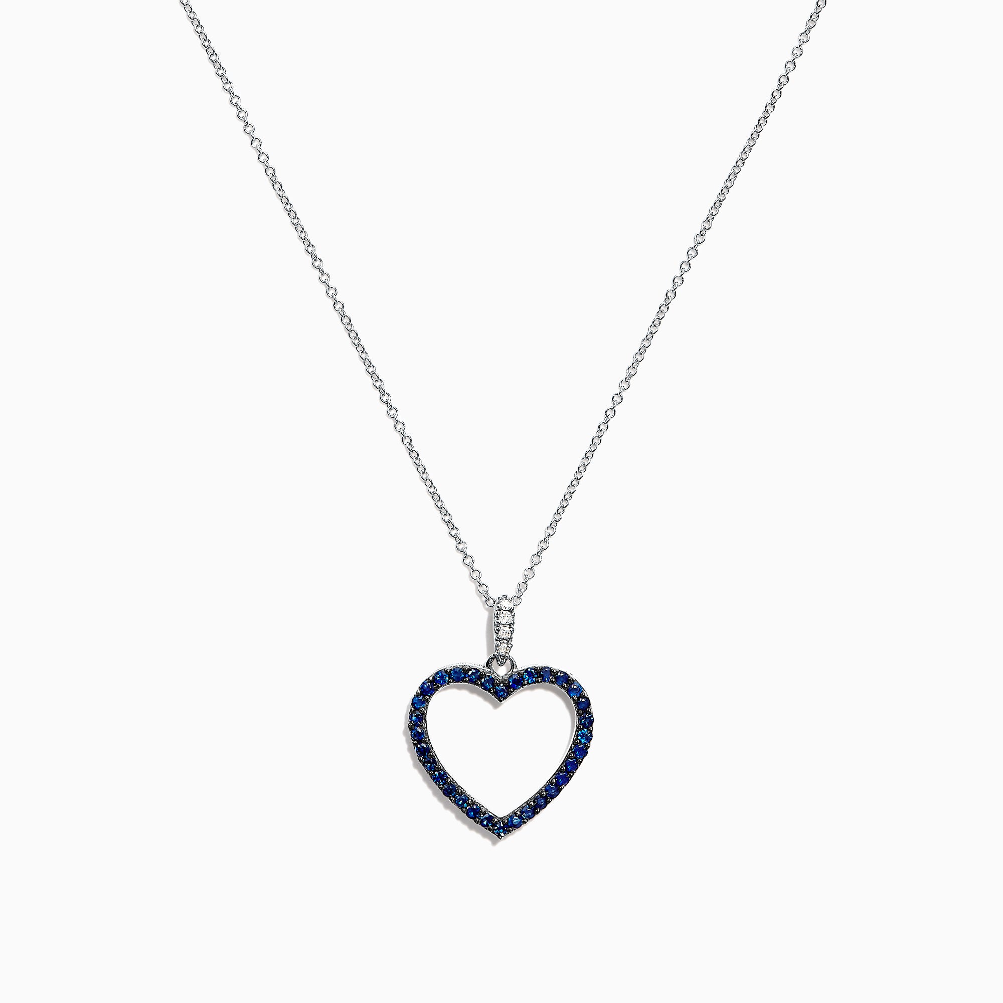 Effy 14K White Gold Blue Sapphire & Diamond Heart Pendant, 0.32 TCW