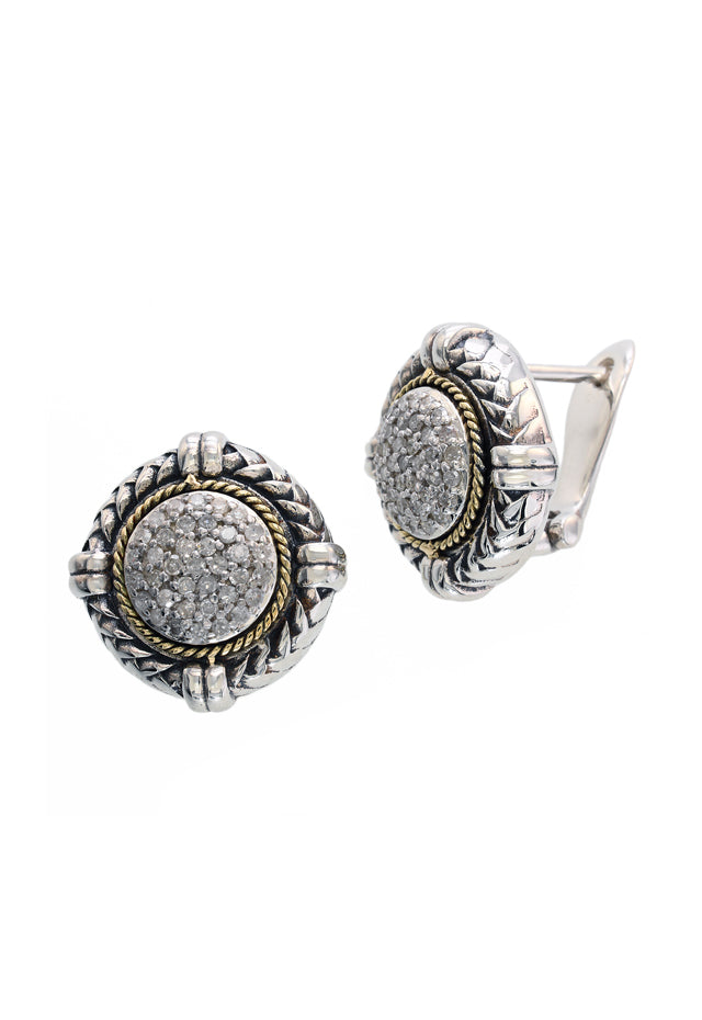 Effy 925 Sterling Silver and 18K Yellow Gold Diamond Earrings, 0.33 TCW