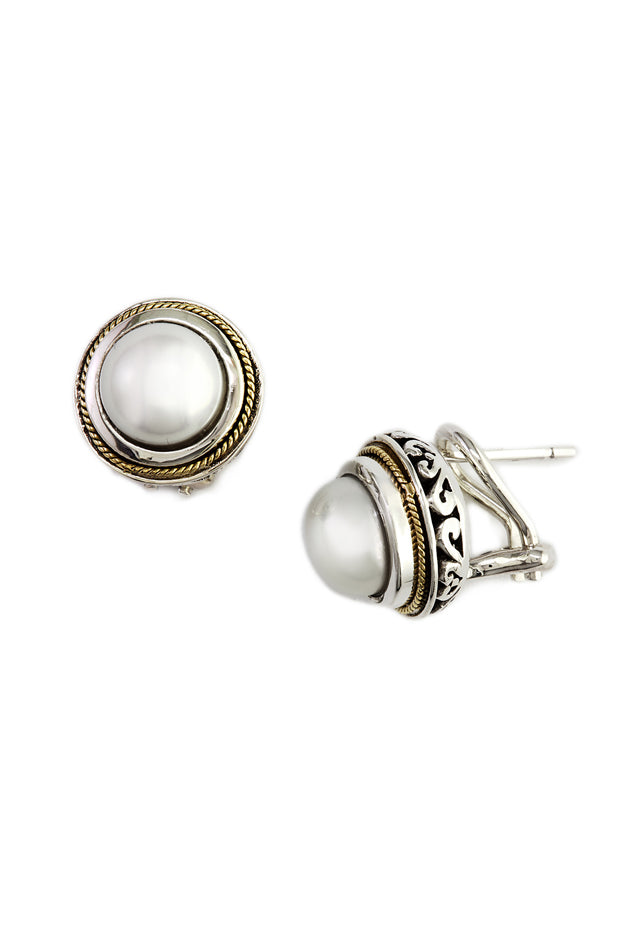 Freshwater Pearl Earrings, .925 Sterling Silver, 18K Gold Plated Twisted Pearl Earrings Silver