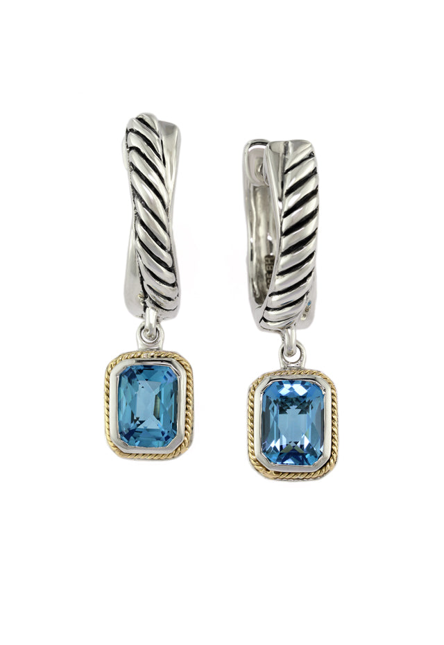 Effy 925 Sterling Silver & Gold Blue Topaz Earrings