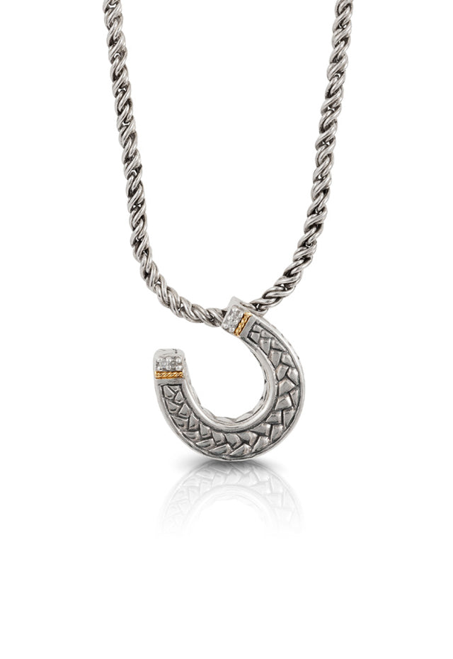 925 Sterling Silver 18L Gold Horseshoe Pendant - Main Image