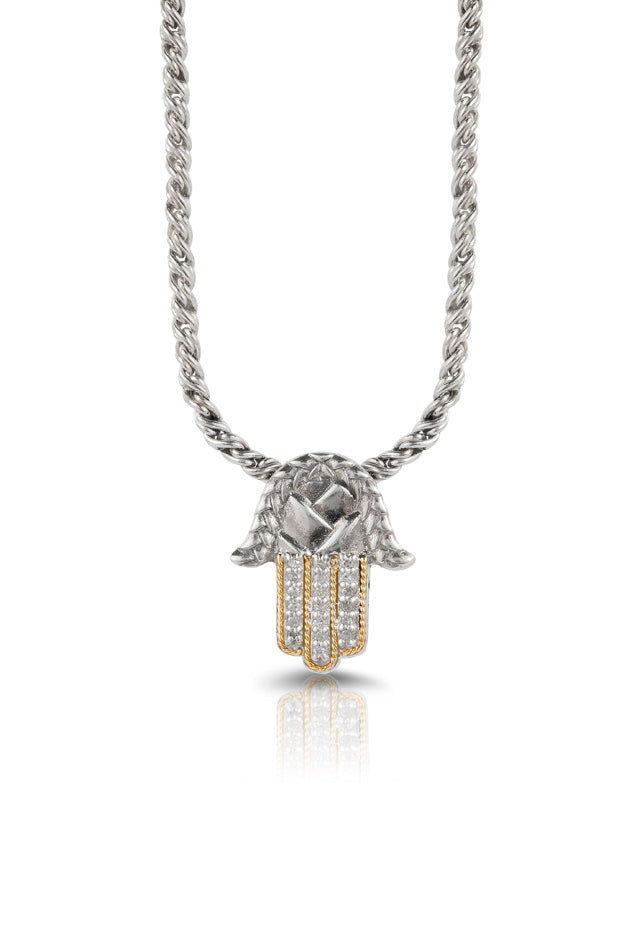 Effy 925 Sterling Silver & Gold Diamond Hamsa Pendant