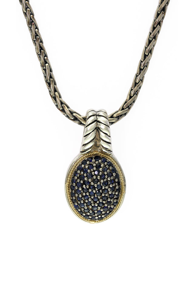 Balissima Silver & Gold Blue Sapphire Pendant, .87 TCW