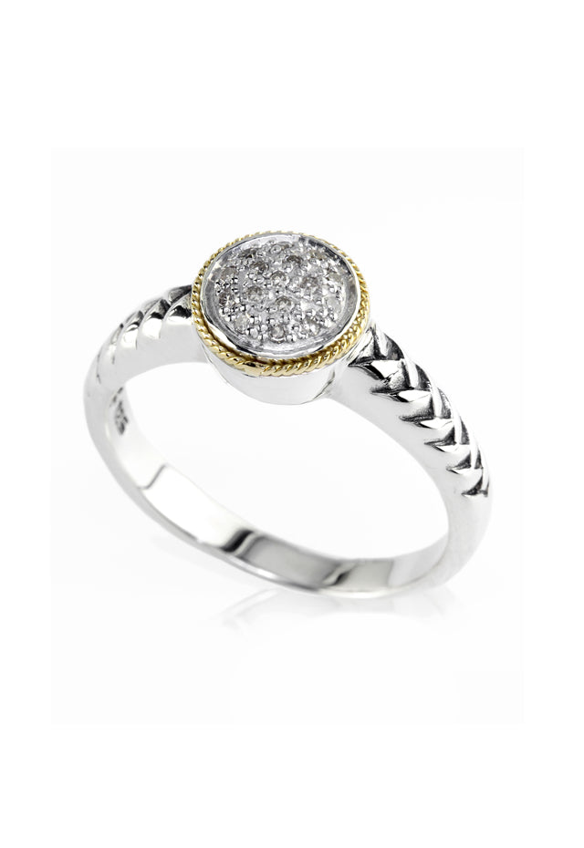 Effy 925 Sterling Silver & 18K Gold Accented Diamond Ring, 0.06 TCW