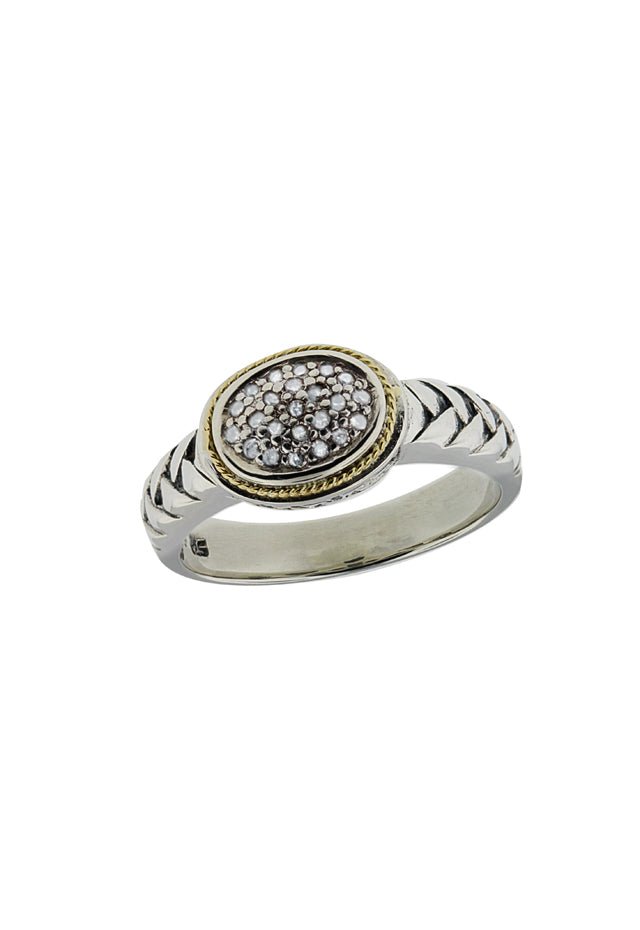 925 S. Silver & 18K Diamond Ring .11 TCW