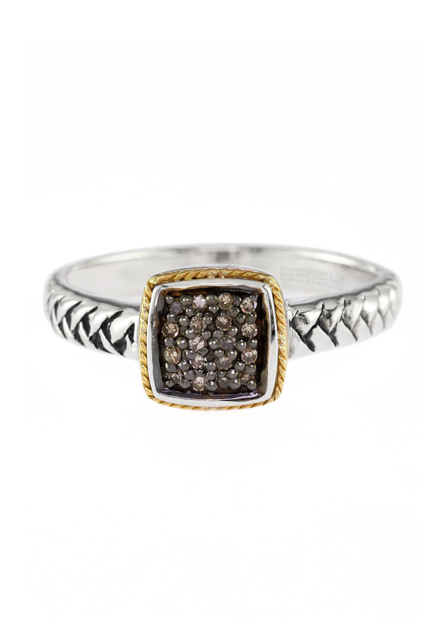 925 Silver & 18K Espresso Diamond Ring