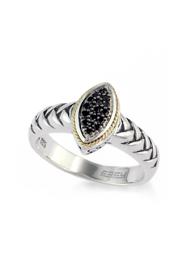 925 Sterling Silver & 18K Gold Diamond Ring