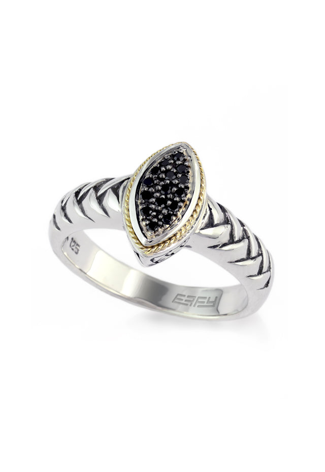 Effy 925 Sterling Silver & 18K Gold Black Diamond Ring