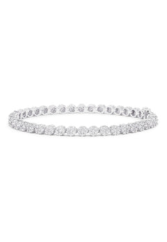 The Bouquet 14K White Gold Diamond Flower Tennis Bracelet features 3.14 TCW of sparkling diamonds in a sleek, continuous floral design.