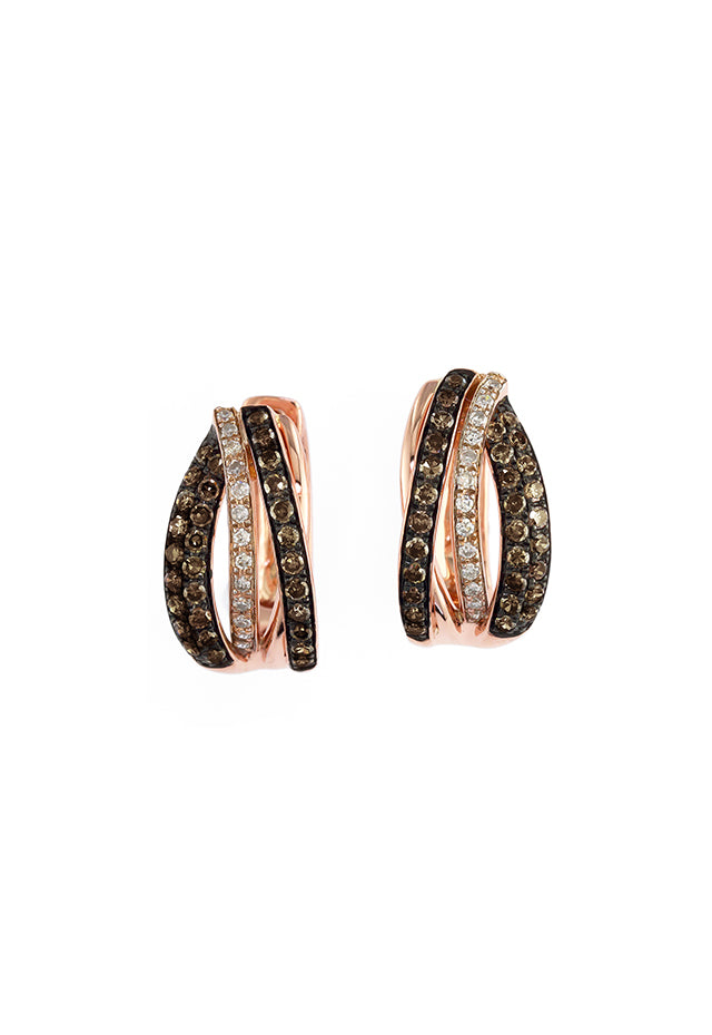 Effy Espresso 14K Rose Gold Cognac and White Earrings, 0.52 TCW