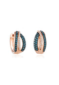 Effy Bella Bleu 14K rose gold earrings featuring blue and white diamonds, 0.51 TCW, set in overlapping bands.