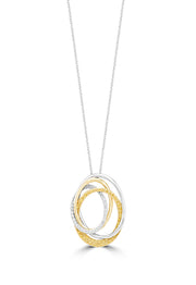 The Canare 14K 2-Tone Gold Yellow and White Diamond Crossover Pendant features elegant oval loops in yellow and white gold, accented with sparkling diamonds totaling 0.45 TCW for a modern, sophisticated look.