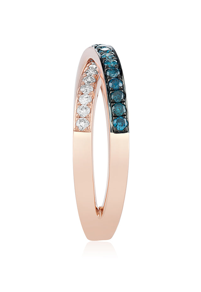 Bella Bleu 14K Rose Gold Blue White Diamond Crossover Ring, TCW