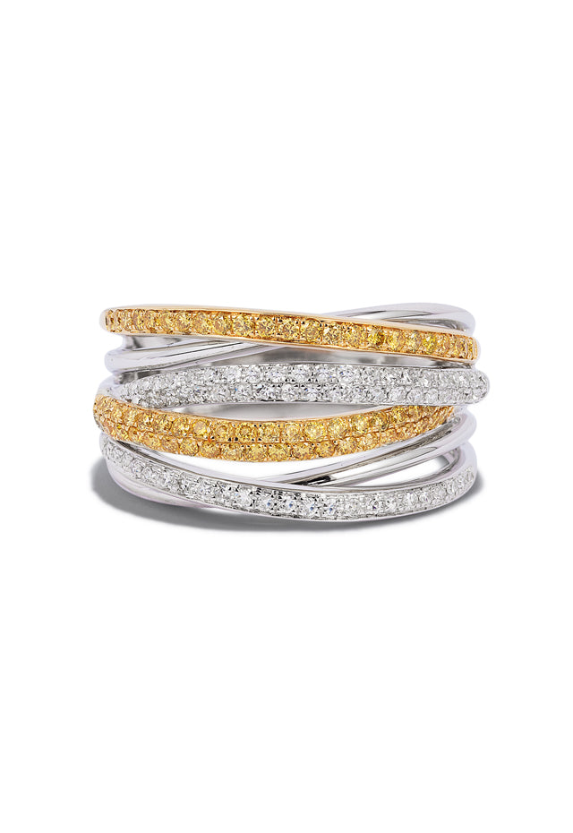 14K 2 Tone Gold Yellow Diamond Ring 0.56 TCW