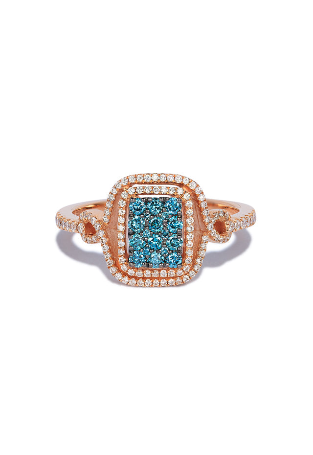 Bella Bleu 14K Rose Gold Blue and White Diamond Ring, TCW