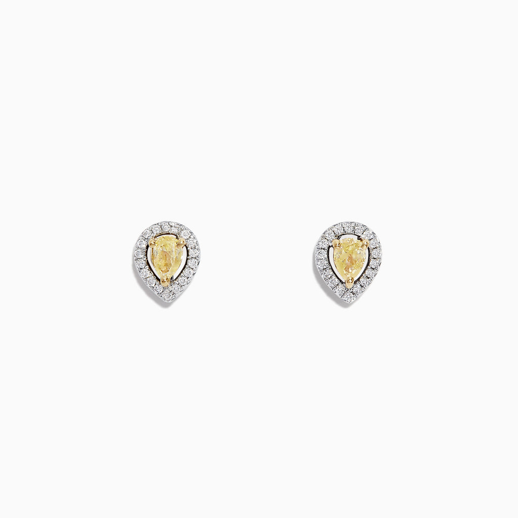Effy Canare 18K Two Tone Gold Yellow and White Diamond Earrings, 0.36 TCW