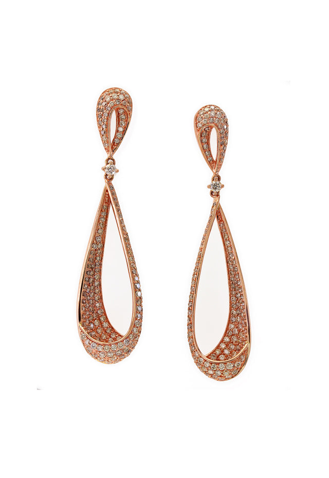 Effy Pave Rose 14K Rose Gold Diamond Drop Earrings, 3.30 TCW