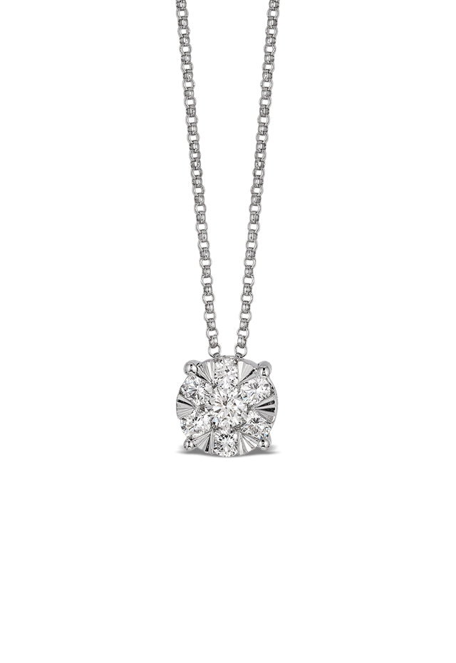 Diamond cluster pendant 14k white gold Clearance