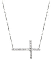The Novelty 14K White Gold Diamond Cross Necklace (.09 TCW) features a delicate sideways cross pendant with sparkling diamonds on a fine chain—a graceful Effy piece.