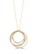 The DOro 14K Yellow Gold Diamond Circles Pendant (0.70 TCW) features three interlocking rings—two adorned with sparkling diamonds—for a refined, elegant look.