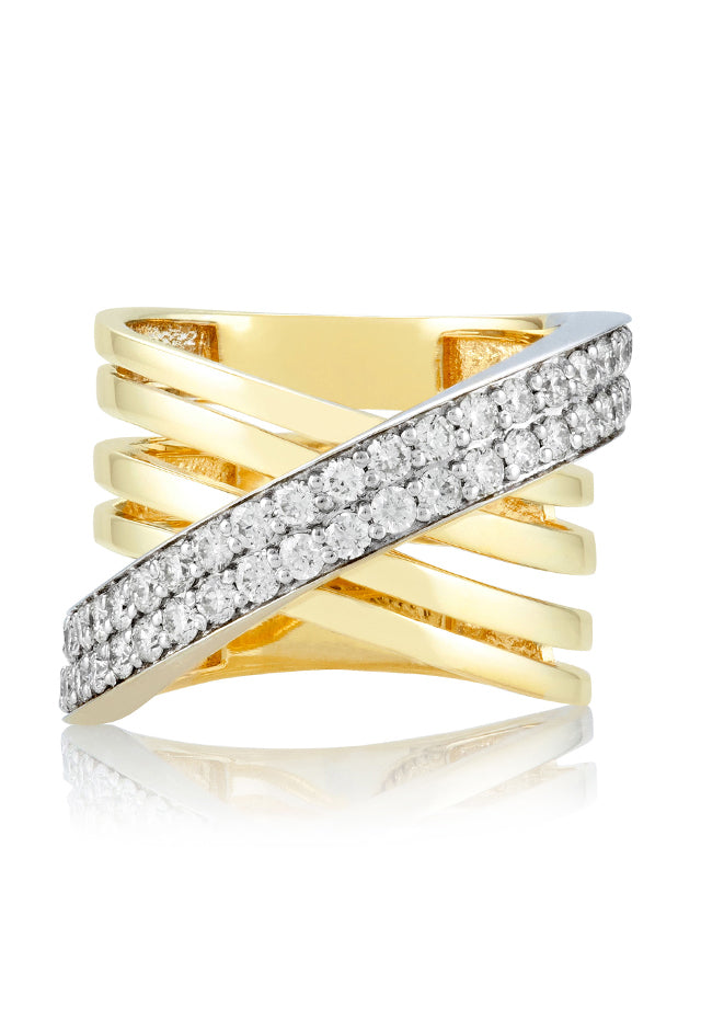 Effy Duo 14K White and Yellow Gold Diamond Ring, 1.23 TCW