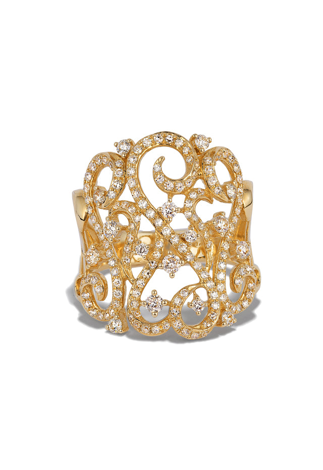 Effy D'Oro 14K Yellow Gold Diamond Filigree Ring, 0.89 TCW