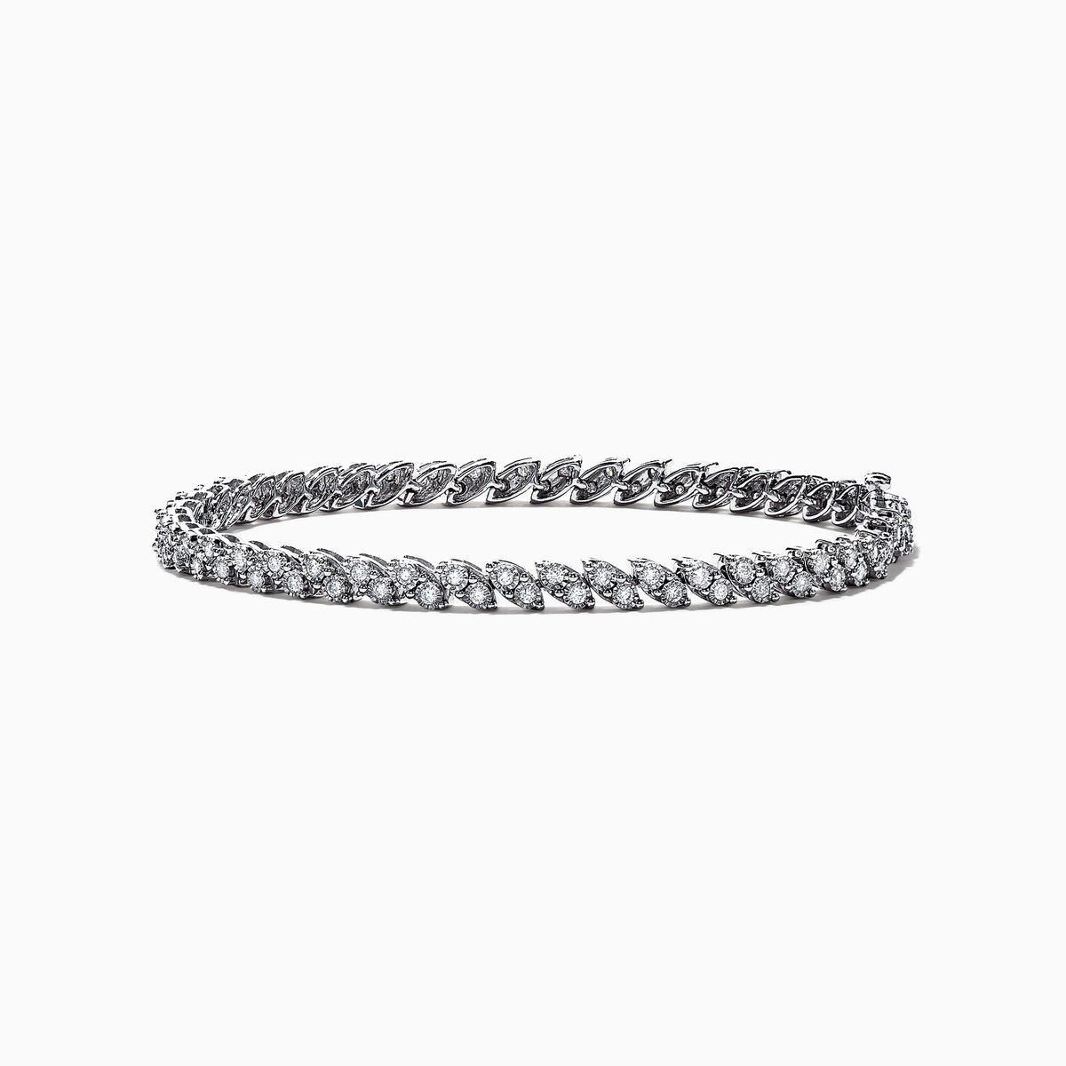 The Pave Classica 14K White Gold Diamond Tennis Bracelet by Effy features 1.03 TCW of diamonds in a seamless row, displayed on a white background.