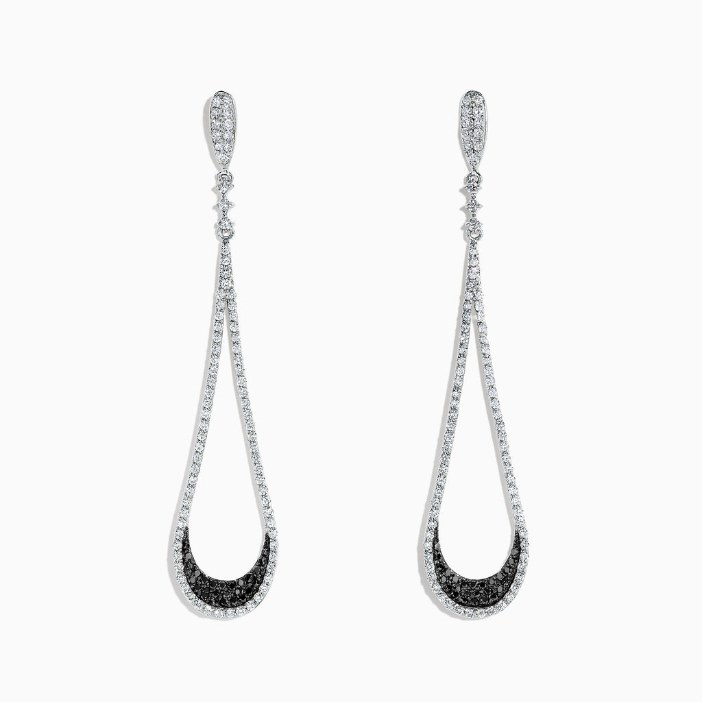 Effy 14K White Gold Black and White Diamond Drop Earrings, 1.70 TCW