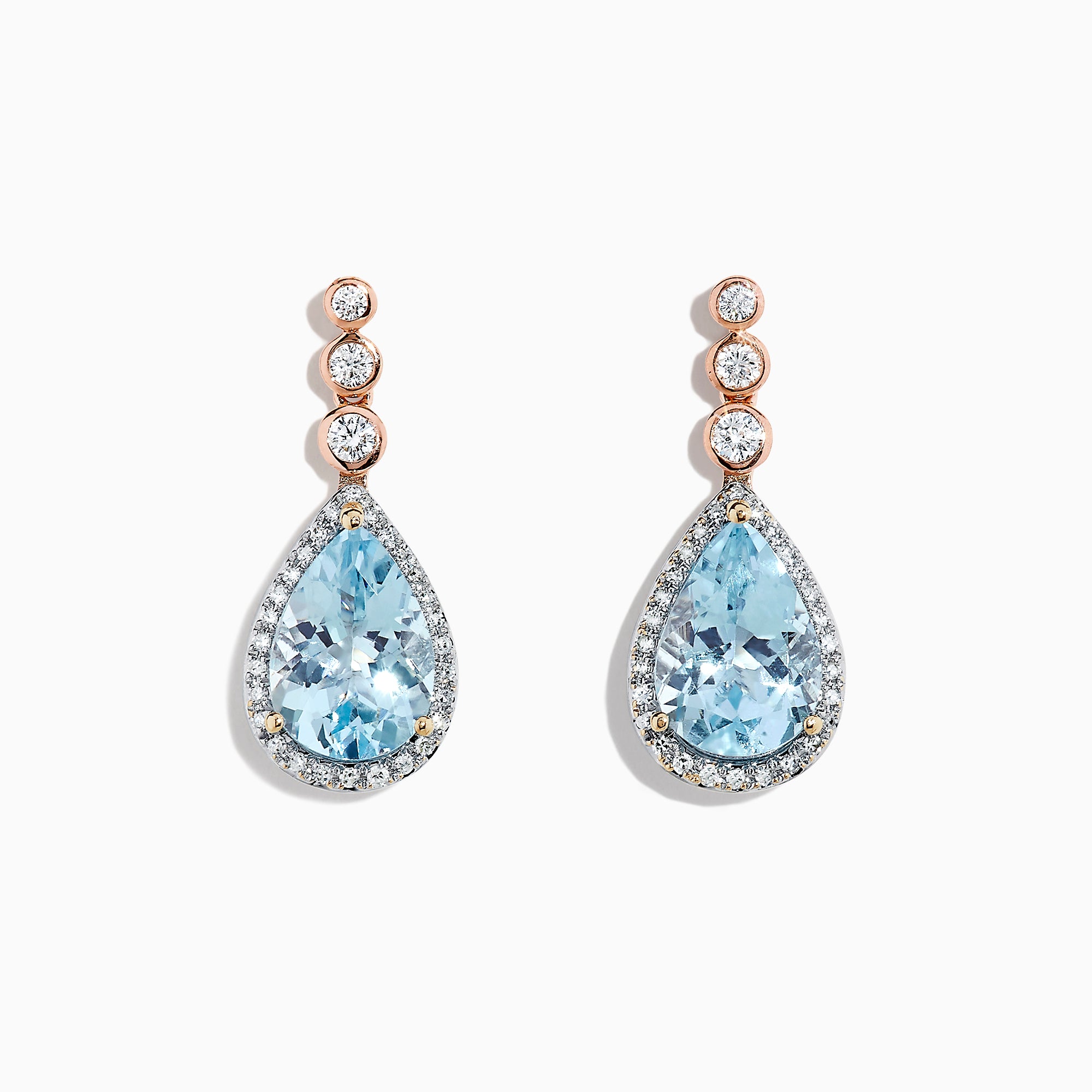 Effy 14K 2-Tone Gold Aquamarine and Diamond Drop Earrings, 3.75 TCW