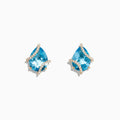 Ocean Bleu 14K Yellow Gold Earrings feature pear-shaped blue topaz and crisscrossing diamond accents, totaling 9.70 TCW.