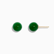 A pair of Effy 14K Yellow Gold Jade Stud Earrings, 18.70 TW, with a small round design, is displayed on a plain white background with subtle shadows beneath each earring.