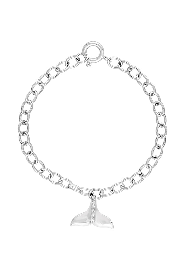 Effy Seaside Sterling Silver Diamond Whale's Tail Bracelet, 0.07 TCW