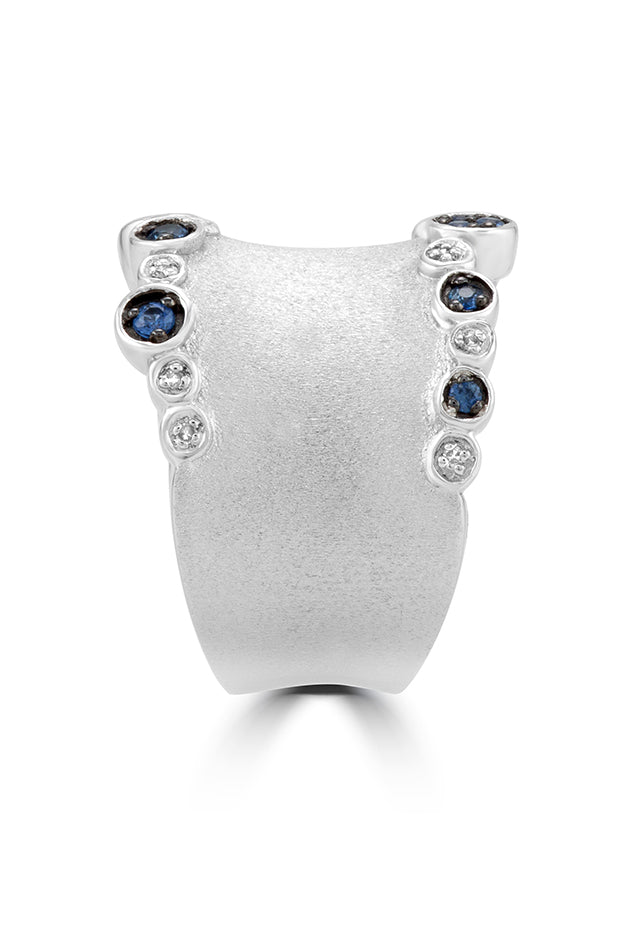 Effy 925 Sterling Silver Blue Sapphire and Diamond Ring, 0.38 TCW
