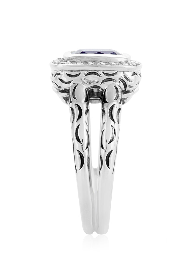 Effy 925 Sterling Silver Amethyst and Diamond Ring, 1.80 TCW